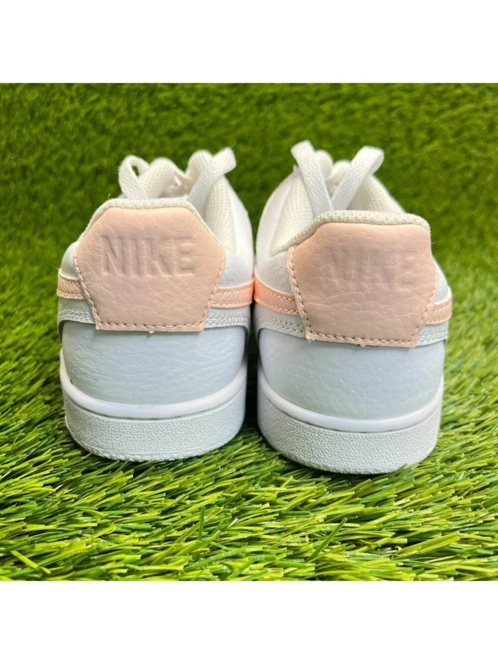 Nike Court Vision Low Womens Size 8 White Pink Athletic Leather Shoes Sneakers
